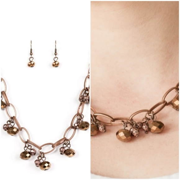 LET'S GET THIS FASHION SHOW ON THE ROAD COPPER NECKLACE/EARRING SET